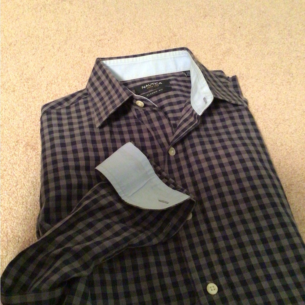 Nautica Men's 100% cotton Plaid Shirt.15.5, 32-33